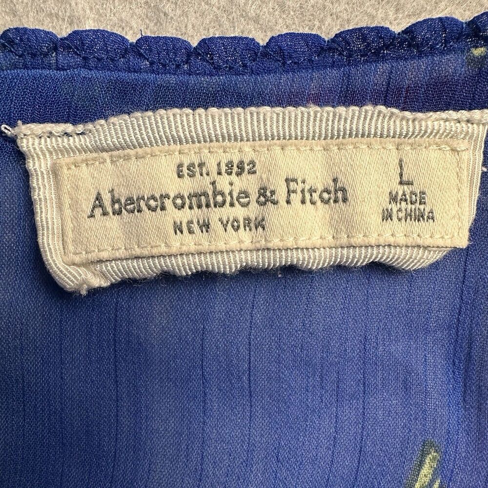 Anercrombie & Fitch Multicolored Floral Sheer Back Button Blouse Size L *FLAW* - Picture 5 of 12